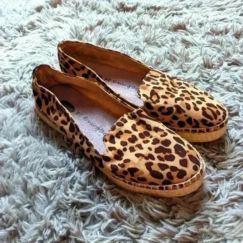 Dr. Scholls Leopard Sneaker Shoes Beige Black Slip On Be Energized Foam  7M